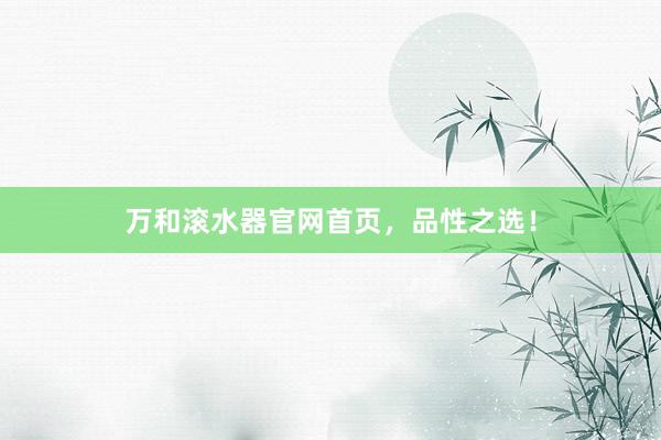 万和滚水器官网首页，品性之选！